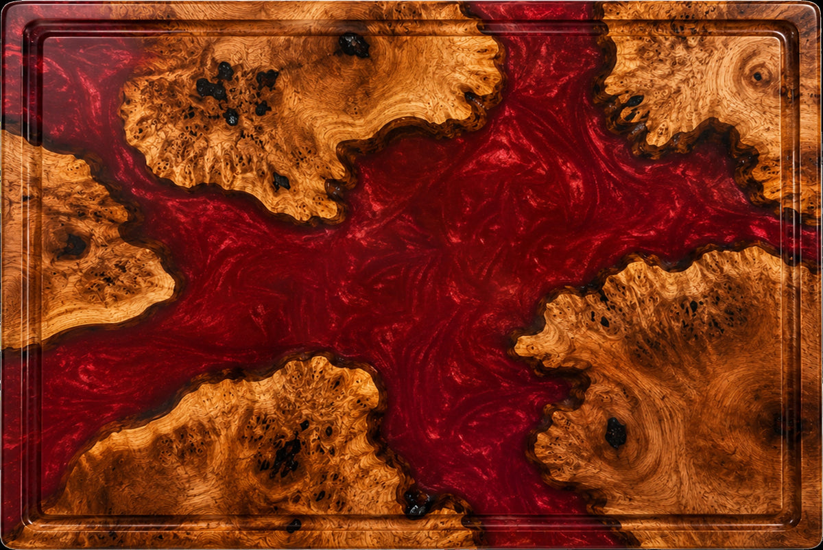 Epoxy Cooking Board – Red, seen from above
